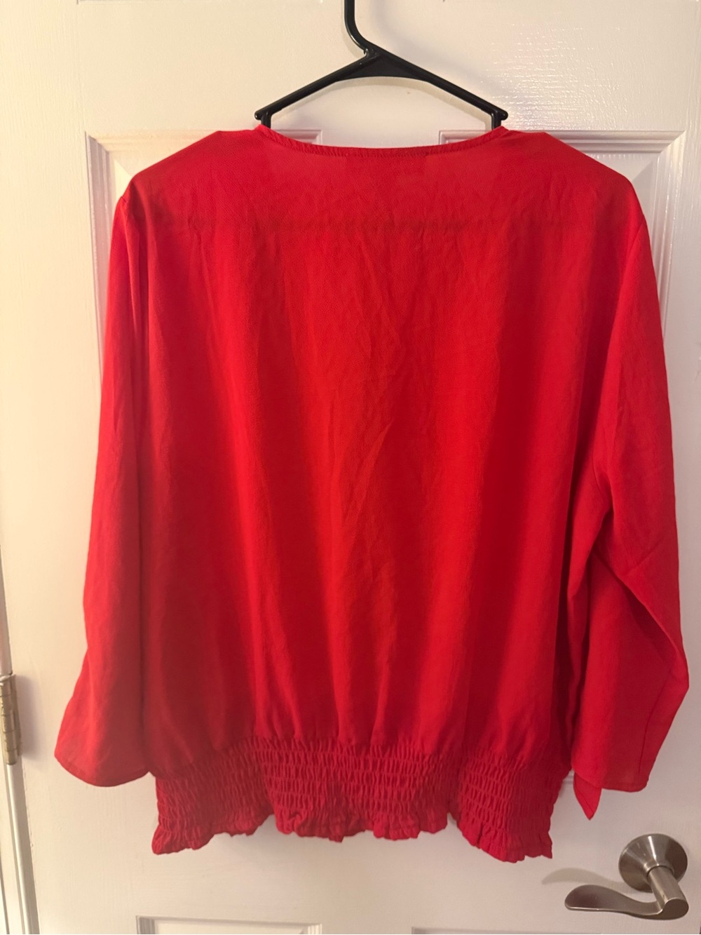 Michael Kors Red Wrap-Front Blouse with Tie Sleeves - Picture 7 of 8